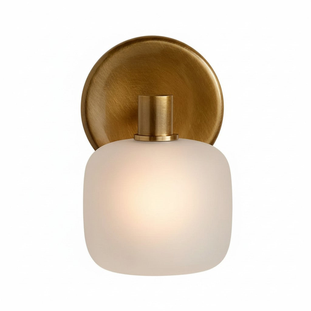 Nomos Modern Cylinder Brass Frosted Glass Wall Sconce