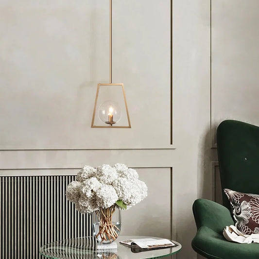 Odelia Industrial Brass Geometric Pendant Light