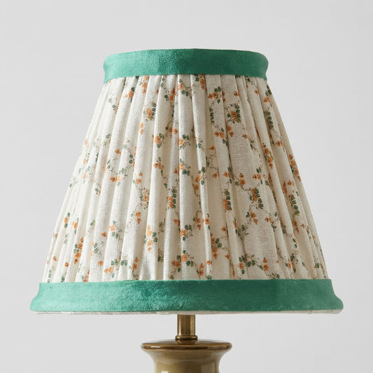 Odette Vintage Floral Ruched Cotton Cone Lamp Shade
