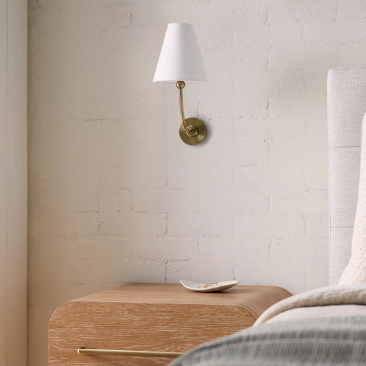 Oizys Retro Industrial White Linen Rechargeable Wall Sconce
