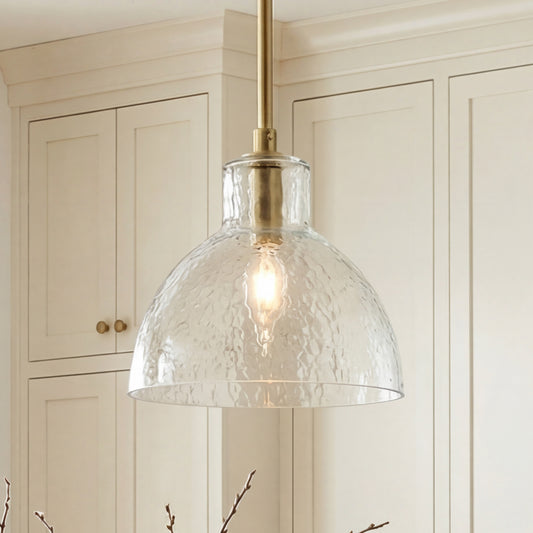 Ondine Farmhouse Hammered Glass Pendant Light
