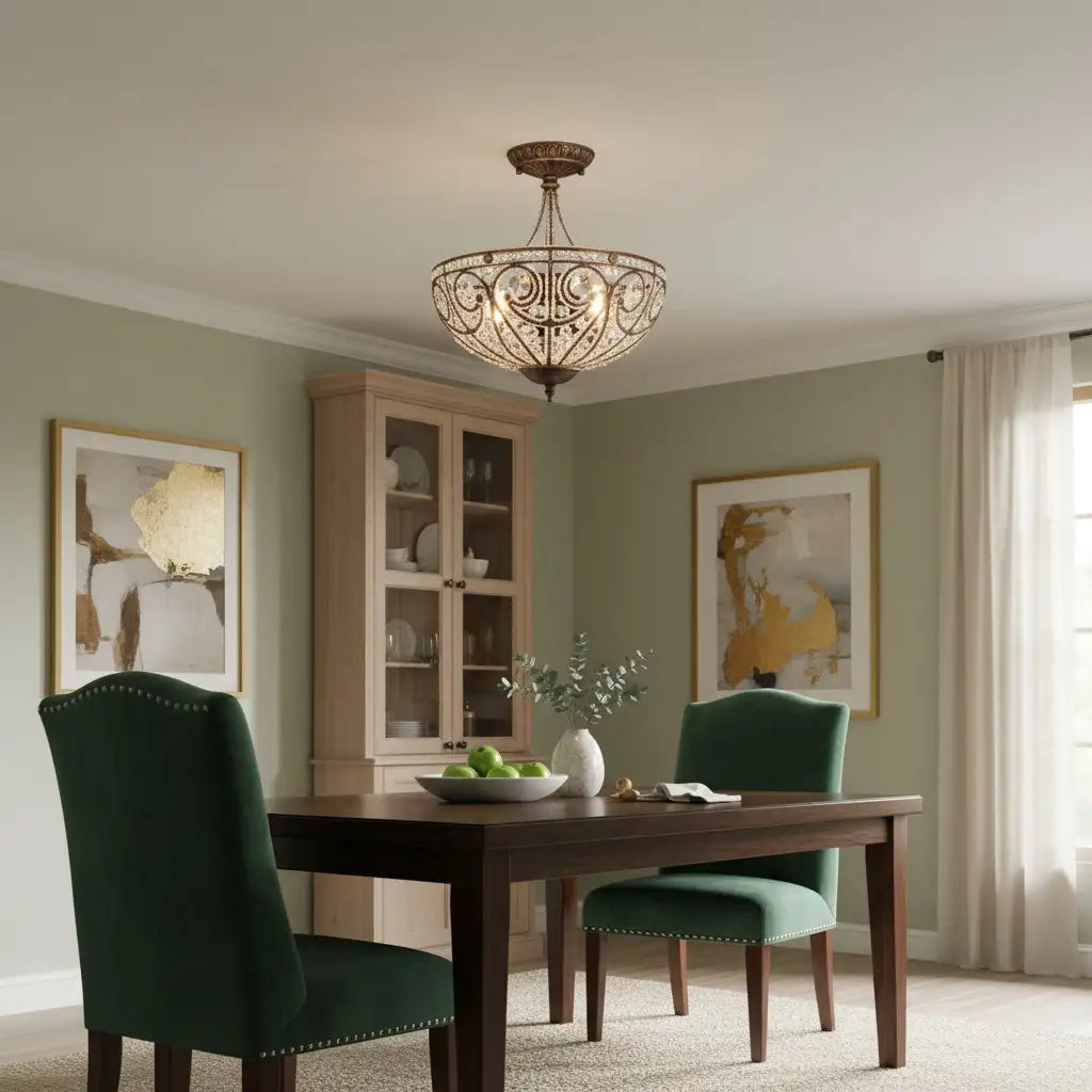 Ophelia Modern Roman 3-Light Glass Ceiling Light