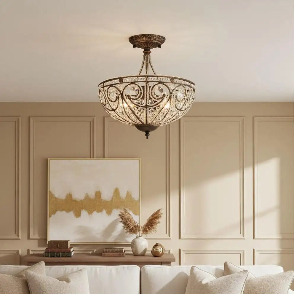 Ophelia Modern Roman 3-Light Glass Ceiling Light