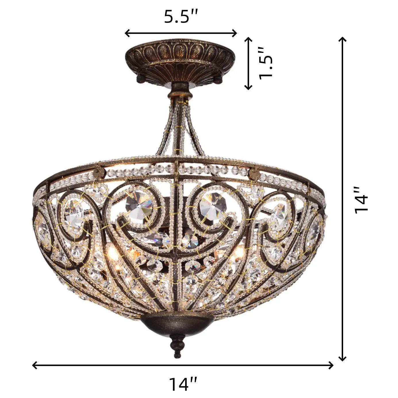 Ophelia Modern Roman 3-Light Glass Ceiling Light