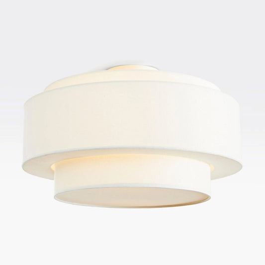 Oriana Modern Cream White Tiered Drum Linen Ceiling Light