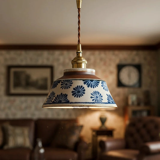 Orin Vintage Hand-Painted Ceramic Pendant Light