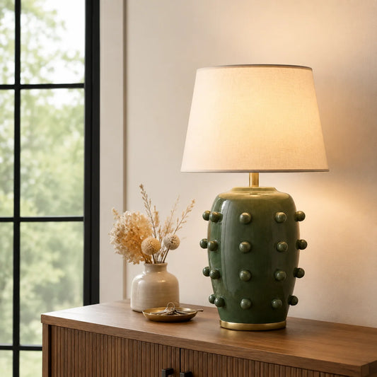 Pebble Modern  Classic Linden Textured Ball Ceramic Table Light