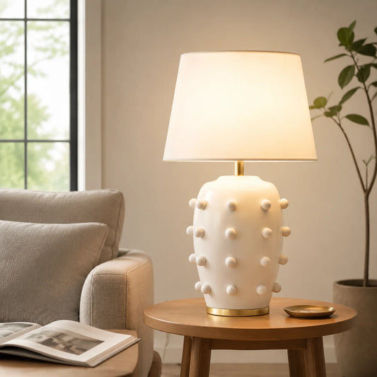 Pebble Modern  Classic Linden Textured Ball Ceramic Table Light