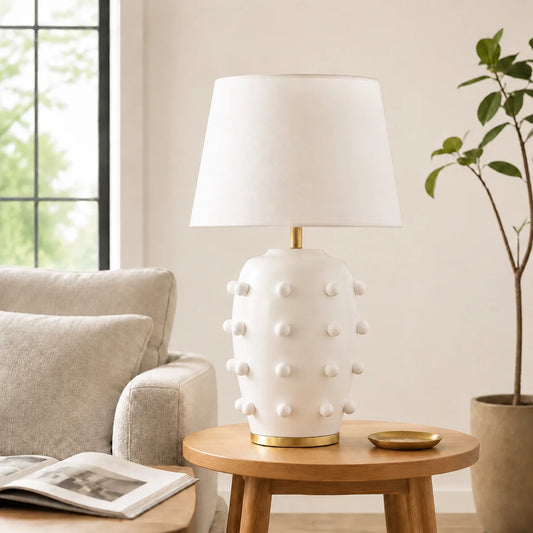 Pebble Modern  Classic Linden Textured Ball Ceramic Table Light