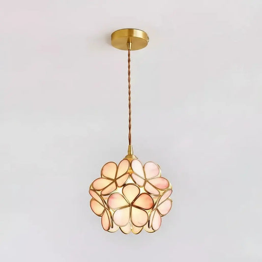 Peryn Vintage Spherical Floral Glass Pendant Light