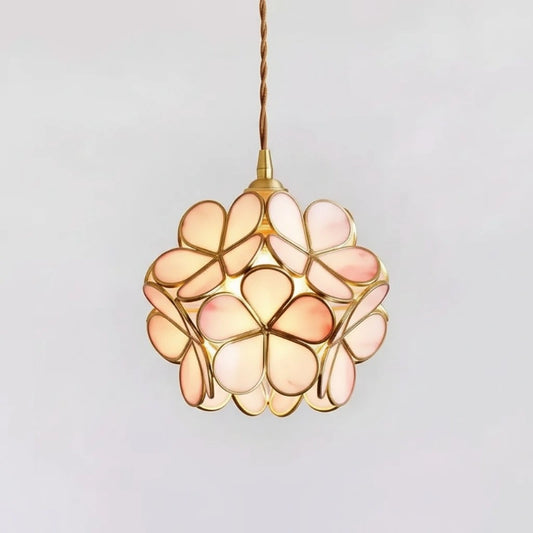 Peryn Vintage Kugelförmige Blumen-Glas-Pendelleuchte 