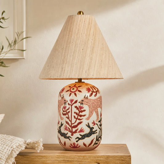 Plabo Retro Ceramic Linen Tapered Table Lamp