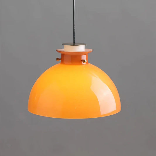 Suspension ronde contemporaine en verre orange Pontos 