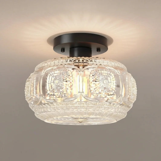 Rael Retro Carved Glass Ceiling Light