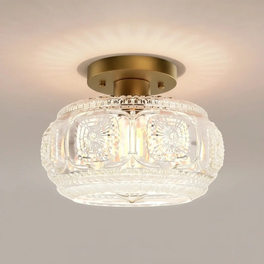 Rael Retro Carved Glass Ceiling Light