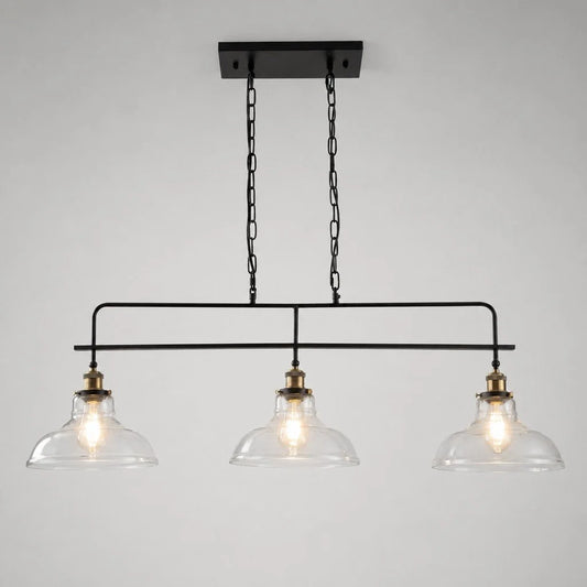 Remi Industrial Metal 3 Lights Dome Glass Chandelier