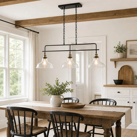 Remi Industrial Metal 3 Lights Dome Glass Chandelier