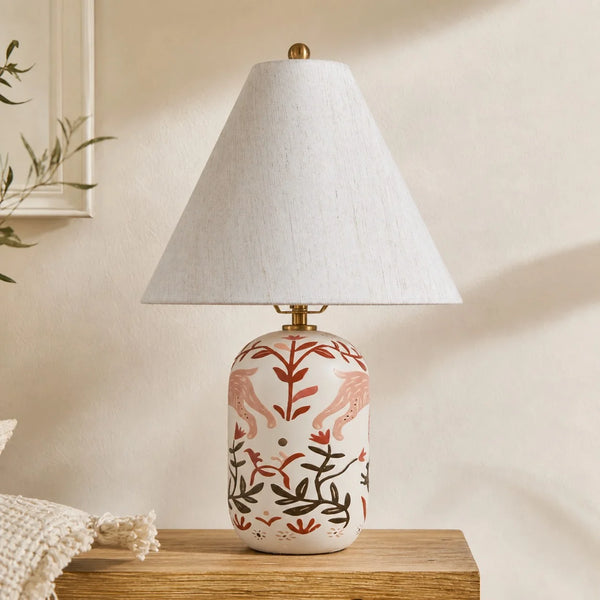 Plabo Retro Ceramic Linen Tapered Table Lamp