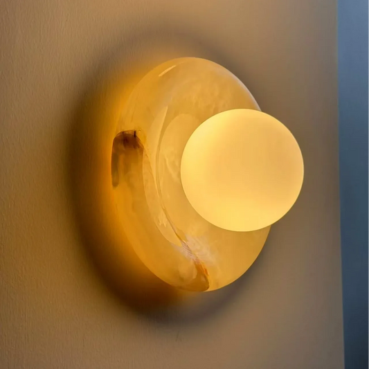 Rhea Modern Natural Gravure Onyx Glass Globe Wall Sconce