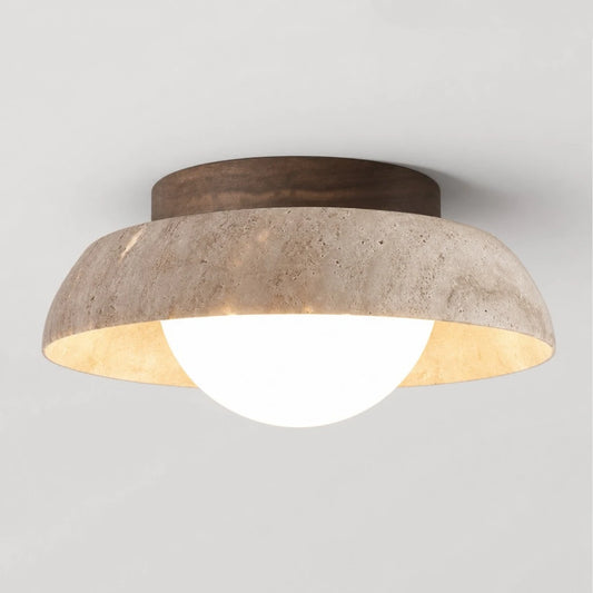 Rhysyn Wabi-Sabi Travertine Bowl LED Ceiling Light