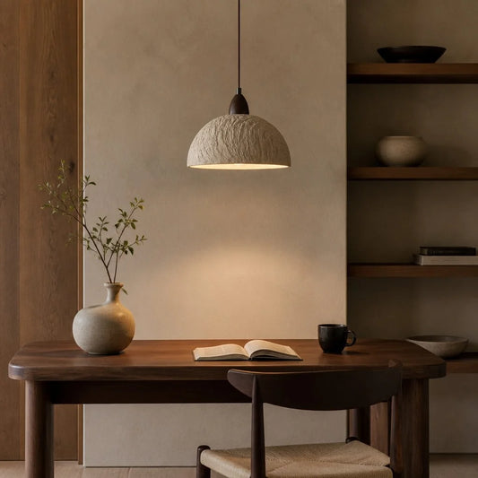 Riven Wabi-Sabi Travertine Stone Pendant Light