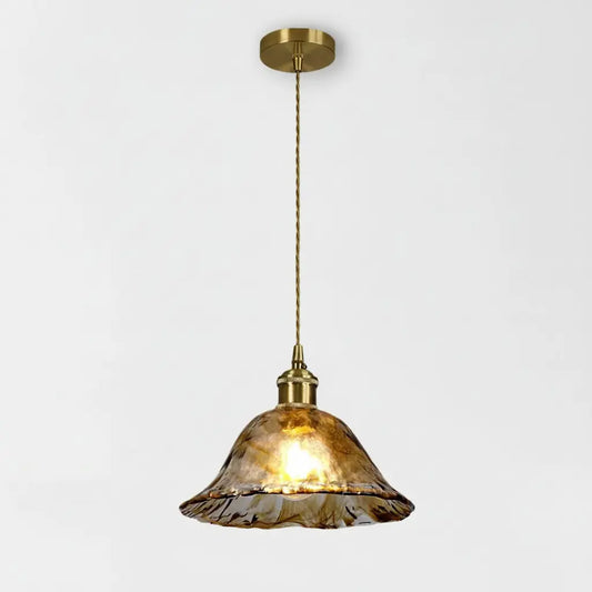 Roisin Retro Brown Textured Glass Pendant Light