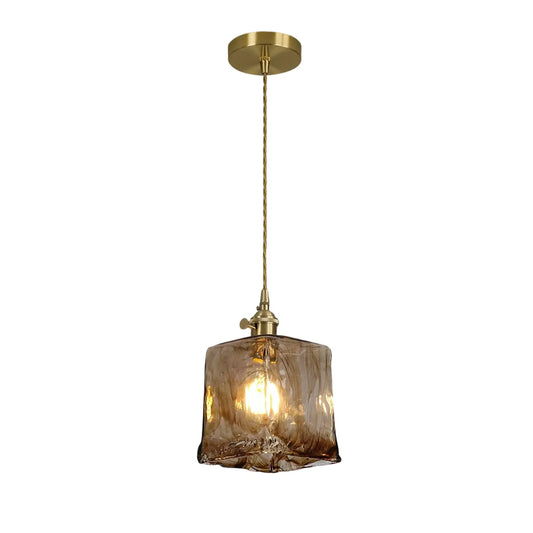Roisin Retro Brown Textured Glass Pendant Light