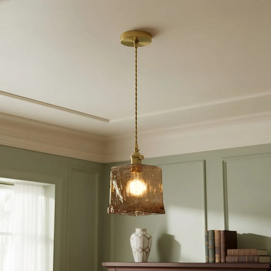 Roisin Retro Brown Textured Glass Pendant Light