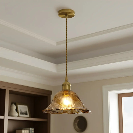 Roisin Retro Brown Textured Glass Pendant Light