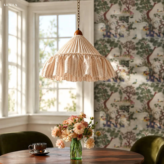 Romilly Striped Ruffle Fabric Pendant Light