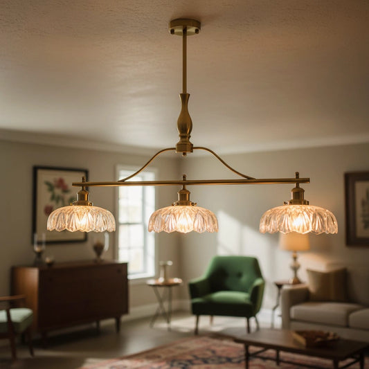 Rowan Vintage Textured Glass 3-Light Chandelier