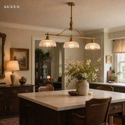 Rowan Vintage Textured Glass 3-Light Chandelier