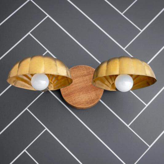 Rustic Sea Shell Wood Vanity Light