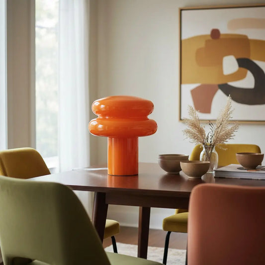 Rynvel Bauhaus Pilz-Tischleuchte aus Opalglas 