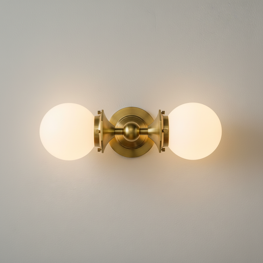 Zethus Industrial Outdoor Globe Glass Double Sconce