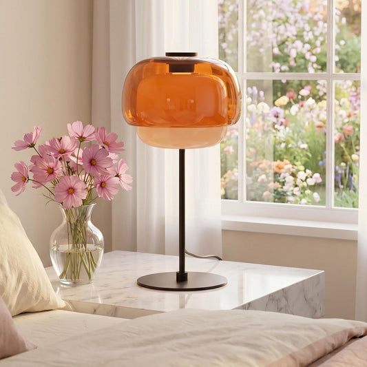 Sanae Modern Retro Double-Dome Colored Glass Table Lamp