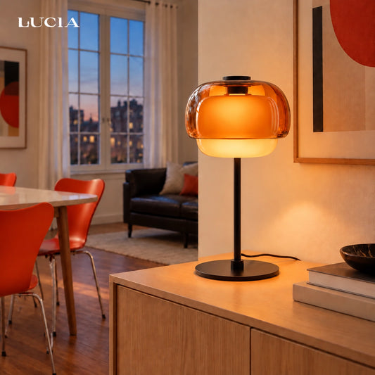 Sanae Modern Retro Double-Dome Colored Glass Table Lamp