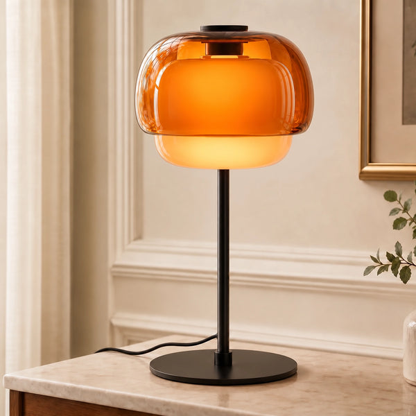 Sanae Moderne Retro Dubbel-Dome Gekleurd Glas Tafellamp