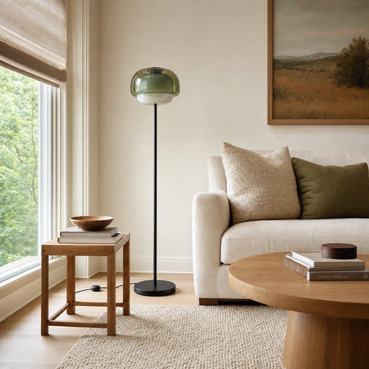 Sanae Modern Round Shade Colored Glass Floor Lamp