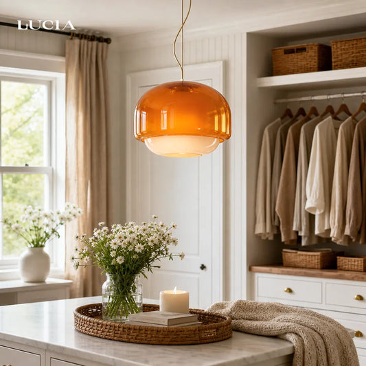 Sanae Nordic Round Double-Dome Colorful Glass Pendant Light