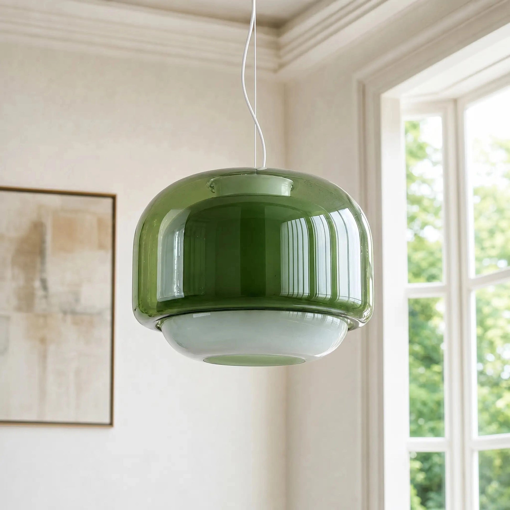 Sanae Nordic Round Double-Dome Colorful Glass Pendant Light