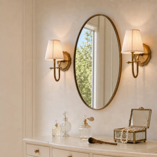 Sandra Vintage Pleated Cotton Shade Wall Sconce
