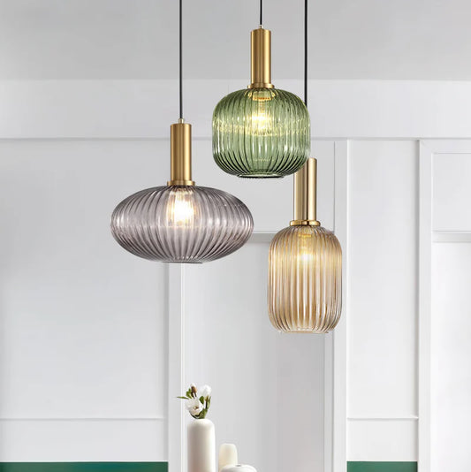 Scylla Modern Creative Ribbed Glass Pendant Light