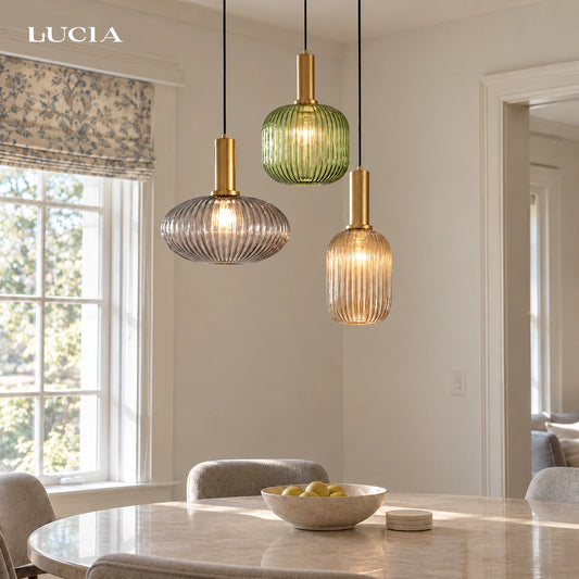 Scylla Moderne Kreative Pendelleuchte aus geripptem Glas 