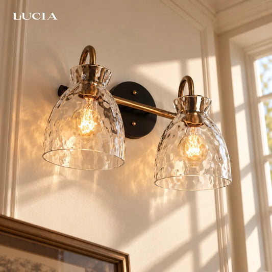 Selric Modern 2-Light Hammered Glass Dome Wall Sconce