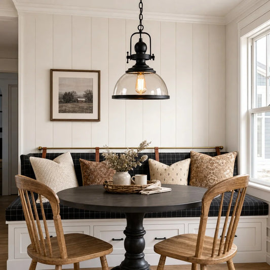 Seren Retro Industrial Glass Dome Metal Pendant Light