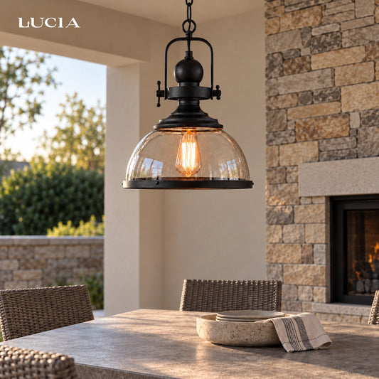 Seren Retro Industrial Glass Dome Metal Pendant Light