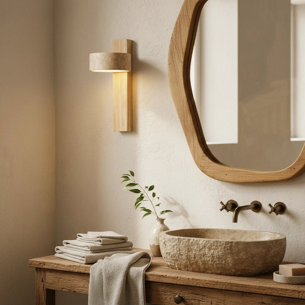 Shawna Wabi Sabi Natural Stone Travertine LED Wall Sconce Shawna Wabi Sabi Natural Stone Travertine LED Wall Sconce