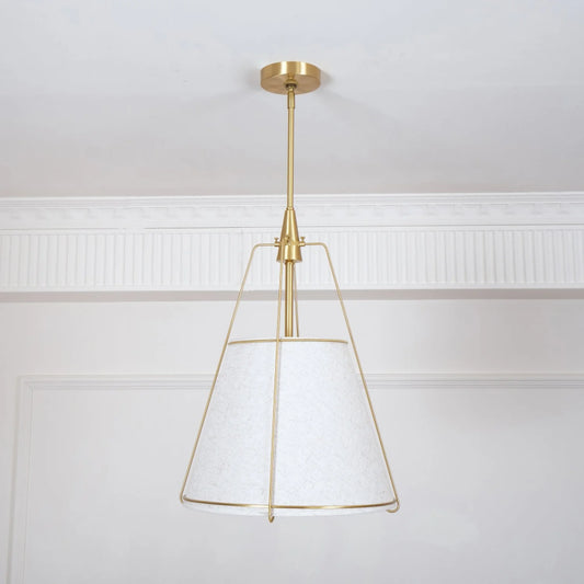 Shimmer Minimalist Conical Linen Metal Pendant Light
