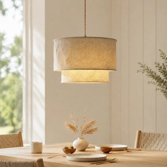 Sophia Natural Fabric Tiered Pendant Light